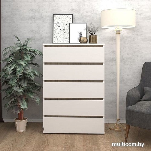 Комод Кортекс-мебель Бари 80 5ш (белый/белый/дуб сонома)