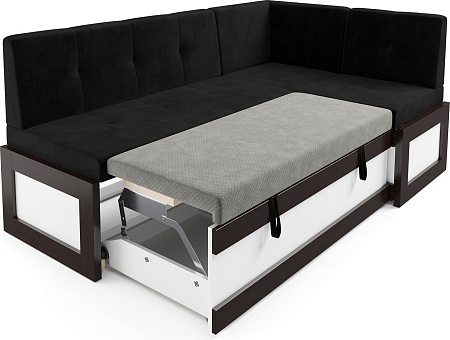 Угловой диван Мебель-АРС Нотис 191х82х116 см M11-27-9 (велюр черный НВ-178/17)