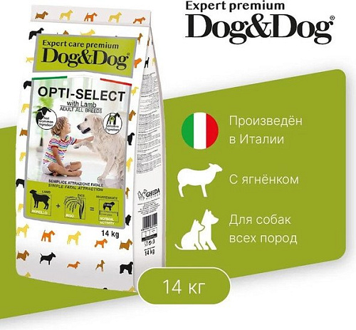 Сухой корм для собак Dog&Dog Expert Premium Opti-Select with Lamb Adult All Breeds (с ягненком и рисом) 14 кг