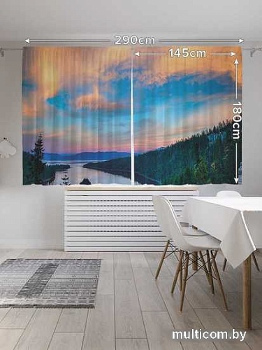Комплект штор JoyArty Река в горах 1.45x1.8 м pox_53670_145x180 (2 шт)