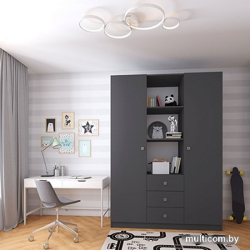 Шкаф распашной Polini Kids Simple трехсекционный 0001632.42 (серый)