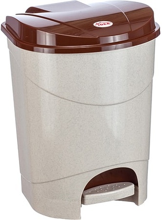 Мусорное ведро Idea с педалью 19 л (бежевый мрамор/коричневый)