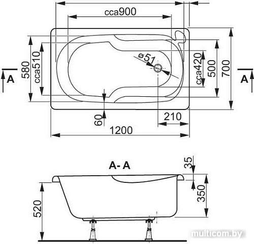 Ванна VagnerPlast Nike 120x70