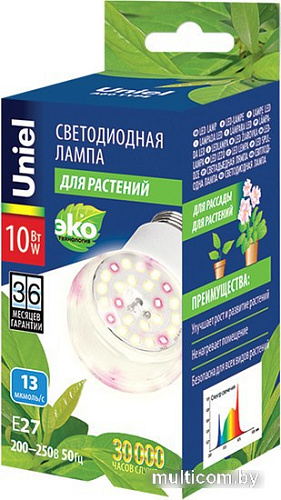 Светодиодная лампочка Uniel LED-A60-10W/SPFB/E27/CL PLP30WH UL-00007404