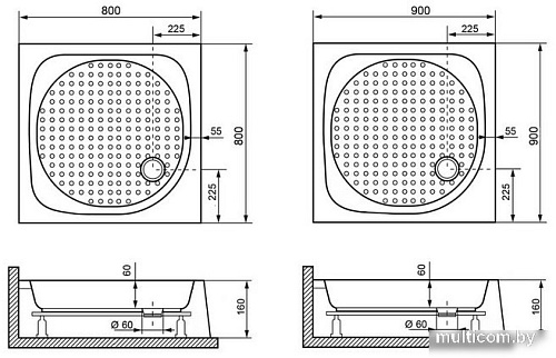 Душевой поддон RGW LUX/TN 90х90