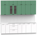 Готовая кухня Интермебель Лион-9 2.6м без столешницы (мята софт/белый софт)