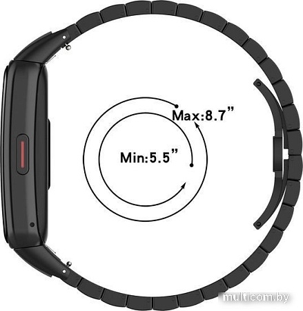 Браслет Rumi Snake металлический блочный для Huawei Band 6 / Honor Band 6 (черный)