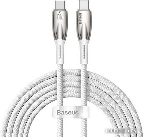 Кабель Baseus Glimmer Series Fast Charging Data Cable USB Type-C - Type-C 100W CADH000702 (1 м, белый)