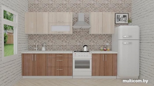 Кухня ВерсоМебель ВерсоЛайн 6-2.4 (ясень шимо светлый/ясень шимо темный)