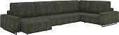 П-образный диван Rivalli Уолтер ШП 1000 + 1000 + оттоманка + угловая секция + 1000 (Elle Forest/черный муар)