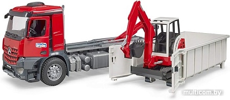 Bruder Mercedes-Benz Arocs Roll-Off Container & Schaeff excavat 03624