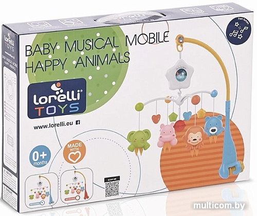 Музыкальная карусель (мобиль) Lorelli Happy animals (голубой)