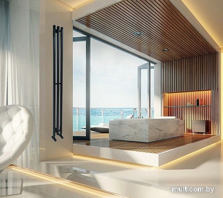 Полотенцесушитель Ростела Слим 1/2" 3 перекладины 12x150 см (черный)