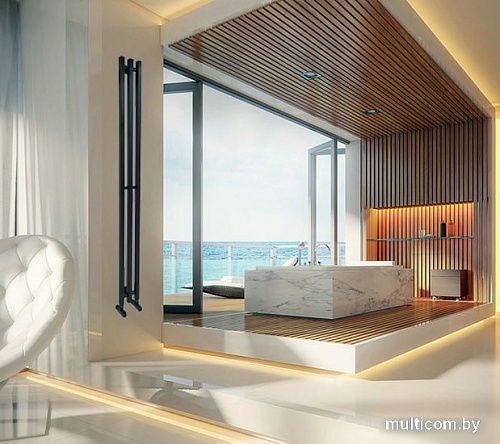 Полотенцесушитель Ростела Слим 1/2" 3 перекладины 12x150 см (черный)