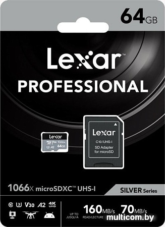 Карта памяти Lexar microSDXC LMS1066064G-BNANG 64GB (с адаптером)