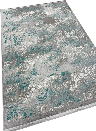 Radjab Carpet Афина Прямоугольник 9009A 12809RK (1.6x3, Grey/Green)