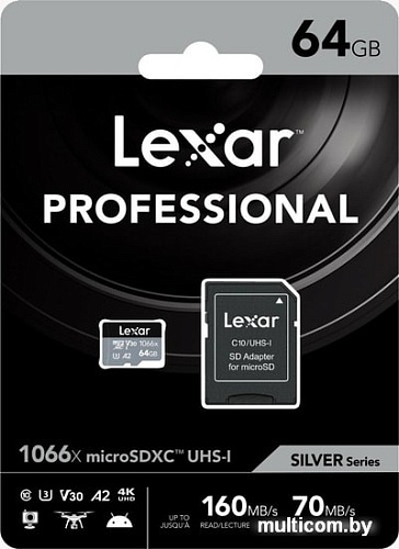Карта памяти Lexar microSDXC LMS1066064G-BNANG 64GB (с адаптером)