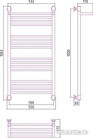Полотенцесушитель Сунержа Богема с полкой+ 1000x500 31-0223-1050