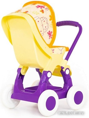 Коляска для кукол Полесье прогулочная 4-х колесная №2 48158 (желтый/фиолетовый)