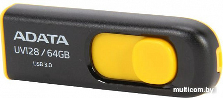 USB Flash A-Data DashDrive UV128 Black/Yellow 64GB (AUV128-64G-RBY)