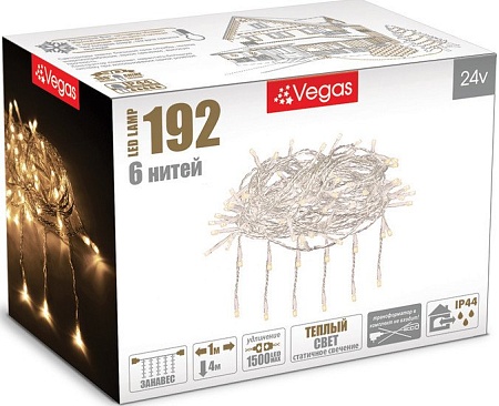 Световой дождь Vegas 55029 192 LED/36 flash (теплый белый)