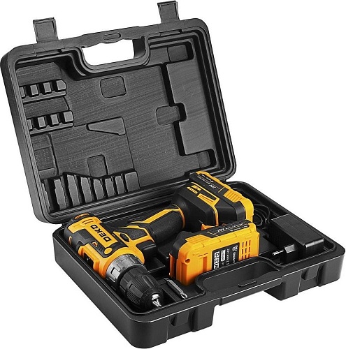 Дрель-шуруповерт Deko DKCD20-Li 085-1123 (с 2-мя АКБ, кейс)