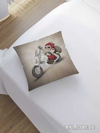 Чехол на подушку JoyArty Санта мотоциклист sl_20030