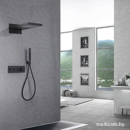 Душевая система Abber Rund AF8752B (черный матовый)