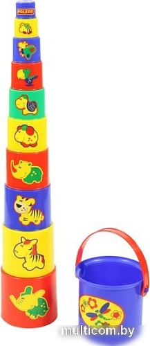 Пирамидка Полесье Занимательная пирамидка 3 (11 элементов, в сеточке)