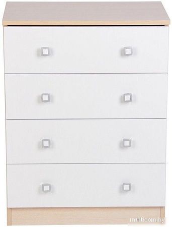 Комод Polini Kids Simple с 4 ящиками 0001301.161 (дуб пастельный/белый)
