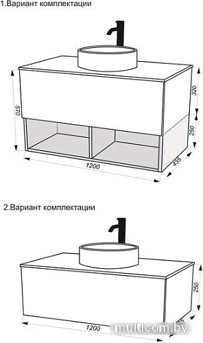 ЗОВ Тумба под умывальник Кито 120 K120LW0MRMC (белый/тростник)