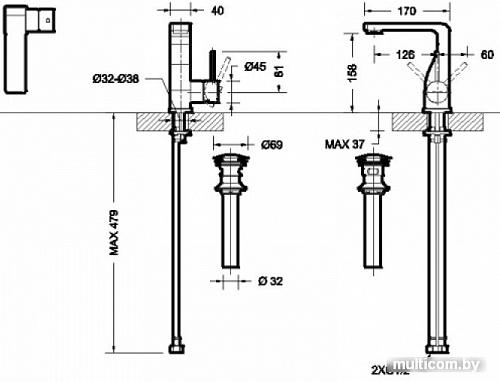 Смеситель Bravat Arc F16061C-2-ENG (хром)