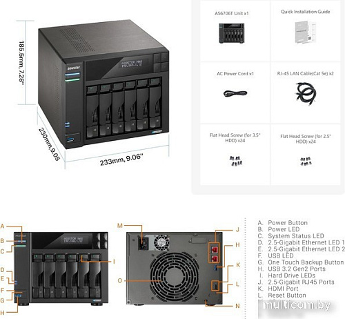 Сетевой накопитель ASUSTOR Lockerstor 6 Gen2 AS6706T