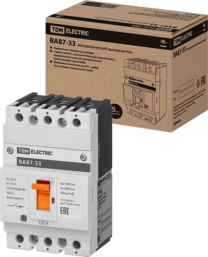 Выключатель автоматический TDM Electric ВА87-33 3Р 125А 18кА SQ0751-0028