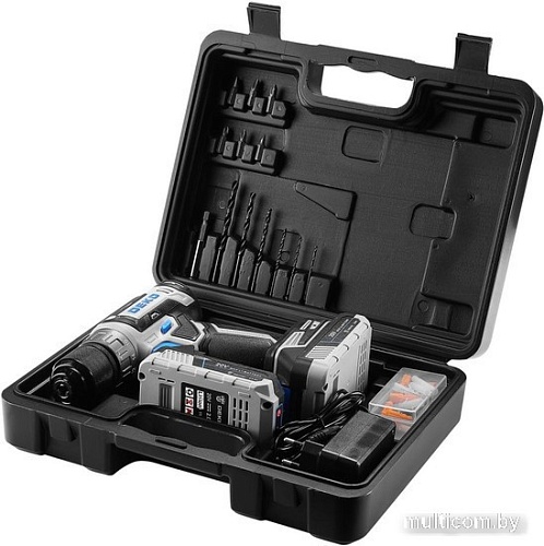 Дрель-шуруповерт Deko DKCD20V PRO 080-1001 (с 2-мя АКБ, кейс, оснастка)