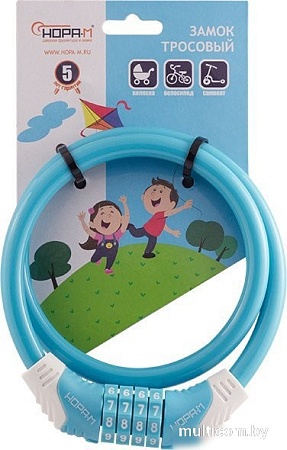 Тросовый велосипедный замок Нора-М №31 (ф6x800мм, голубой)