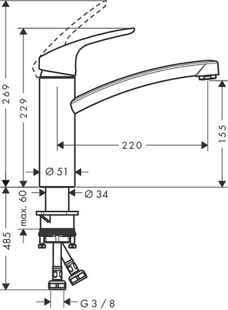 Смеситель Hansgrohe M411-H160 73885000 (хром)