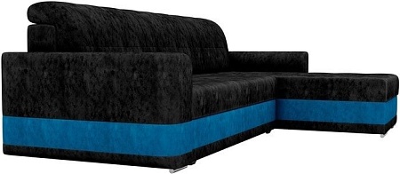 Угловой диван Mebelico Честер 61109 (правый, велюр, черный/голубой)
