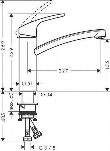 Смеситель Hansgrohe M411-H160 73885000 (хром)