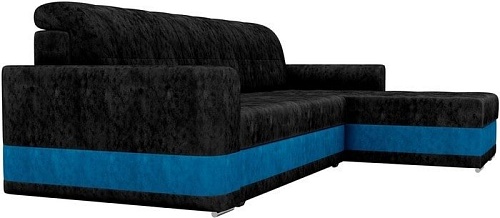 Угловой диван Mebelico Честер 61109 (правый, велюр, черный/голубой)