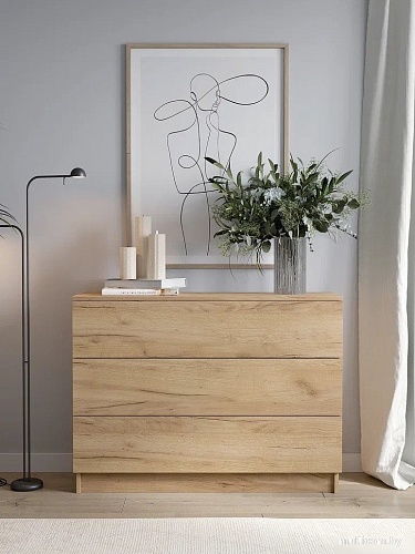 Комод Горизонт Нео 1050 3 ящика (дуб золотой крафт)