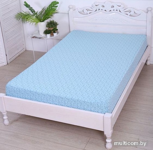 Постельное белье Luxsonia Трикотаж на резинке 140x200 1393 (вензель голубой)