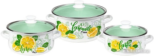Набор кастрюль КМЗ Лимонный сет-1-Экстра (3 шт, белый)