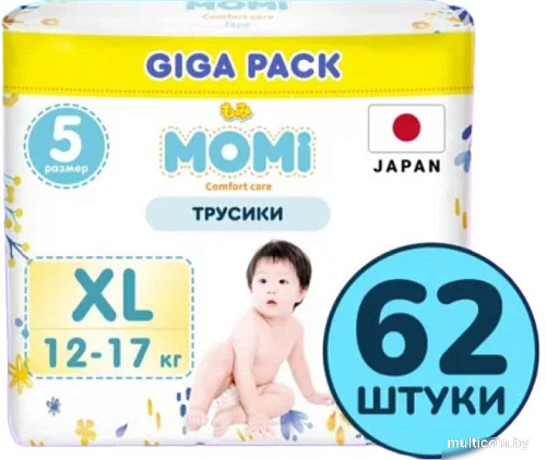 Трусики-подгузники Momi Comfort Care XL 12-17кг (62шт)