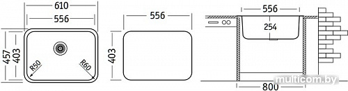 Кухонная мойка Ukinox Модерн MOP556.403 -GT12P