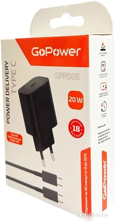 Сетевое зарядное GoPower GPPD05 (черный)