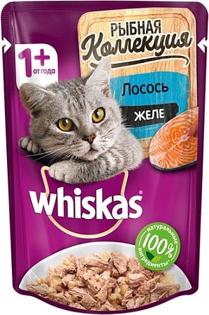 Консервированный корм для кошек Whiskas Рыбная коллекция лосось в желе 85 г