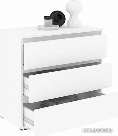 Комод Кортекс-мебель Бари 80 3ш (белый/белый/белый)
