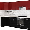 Готовая кухня S-Company Клео глосc 1.2x2.9 левая (черный глянец/бургундский глянец)