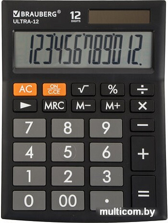 Бухгалтерский калькулятор BRAUBERG Ultra 12-BK 250491 (черный)